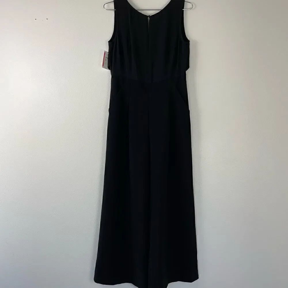 NWT Lafayette 148 Black Sleeveless Cropped Romper Size 2